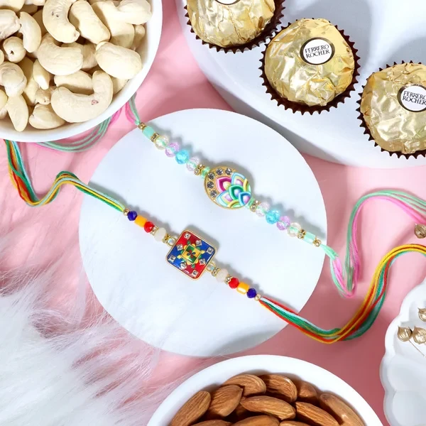 Elegant Rakhi Set with Dry Fruits & Ferrero Rocher - For UK