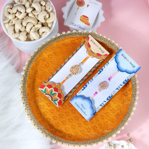 Fancy Floral Rakhis with Puja Thali - For UK