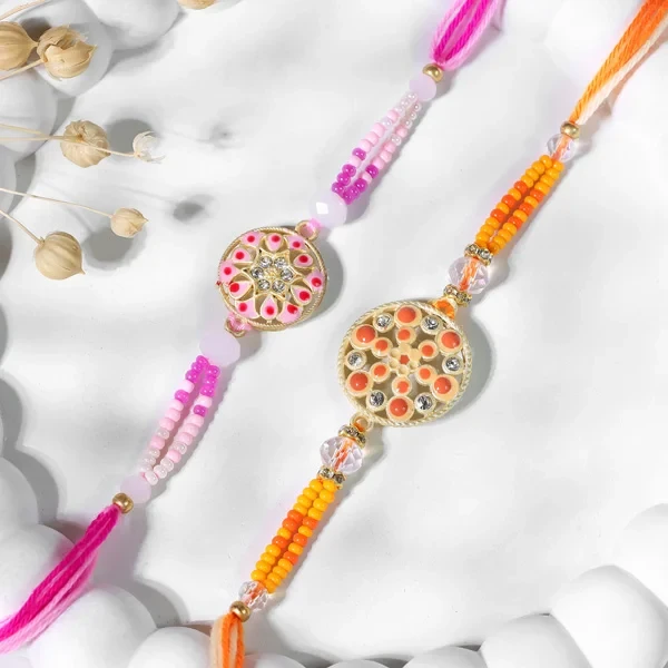 Fancy Floral Rakhis with Puja Thali - For UK