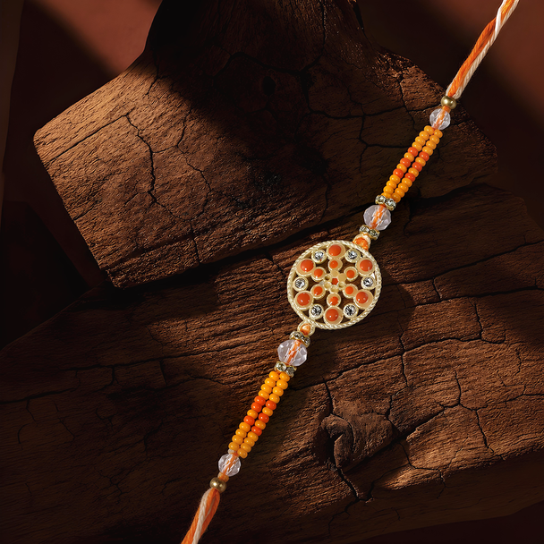 Fancy Floral Rakhis with Puja Thali - For UK