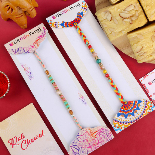 Astounding 2 Rakhi Set with Soan Papdi - For UK