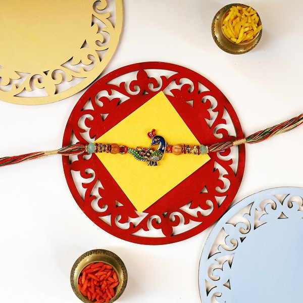 Gorgeous Peacock Rakhi with Dry Fruit - For Australia
