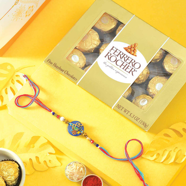 Designer Rakhi with Ferrero Chocolates - For Australia