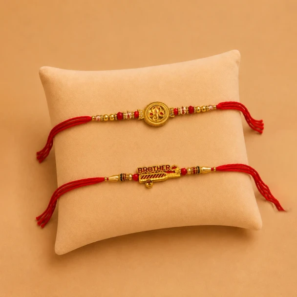 Ganesha Designer Rakhi Set for Brother - For INDIA