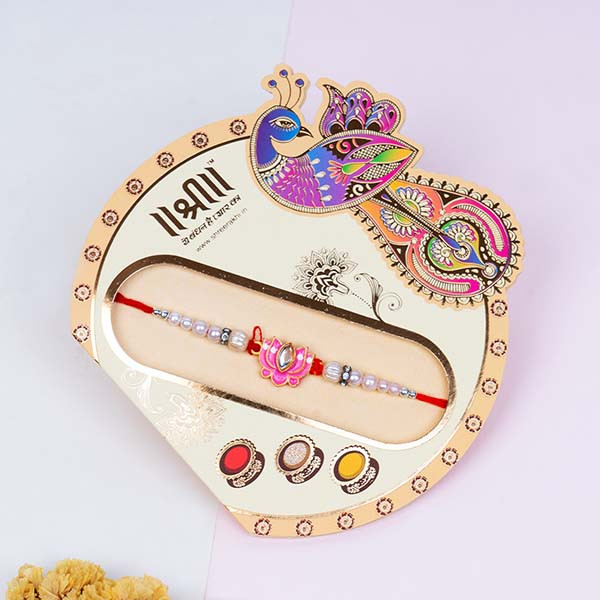 Lotus Rakhi with 4 Pieces Ferrero Rocher - For INDIA