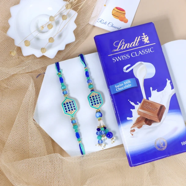 Splendid Bhaiya Bhabhi Rakhi with Lindt - For UK