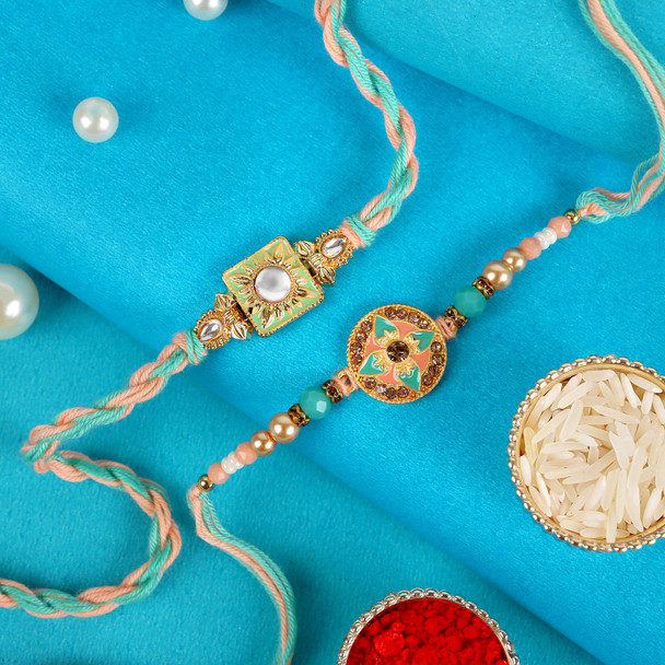 Elegant Set of 2 Rakhi  - For Europe