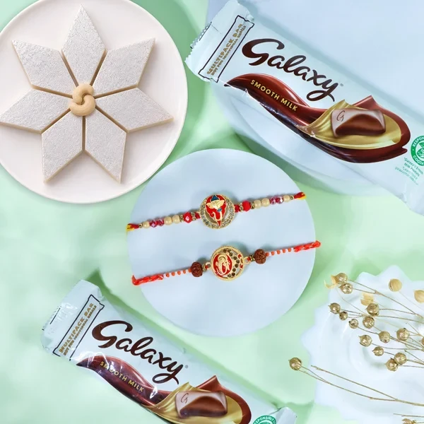 Divine Ganesha Rakhi with Kaju Katli & Chocolate - For Europe