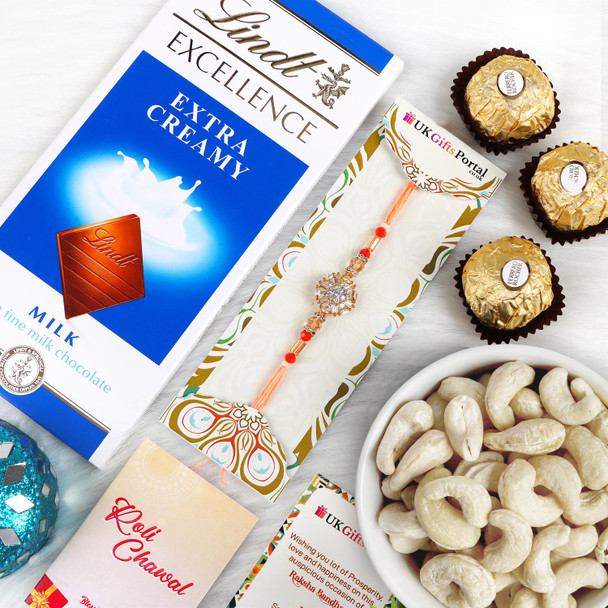 A D Rakhi with Choclate & Dry Fruit Combo - For USA
