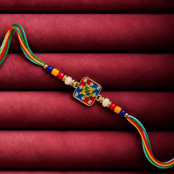 Elegant Rakhi Dry Fruit & Chocolate Combo - For Canada