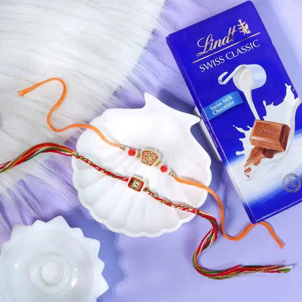 Elegant Rakhi Set with Chocolate - For Canada