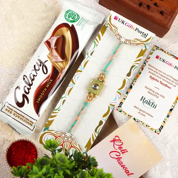 Diamond Rakhi n Galaxy Chocolate Bar - For Europe