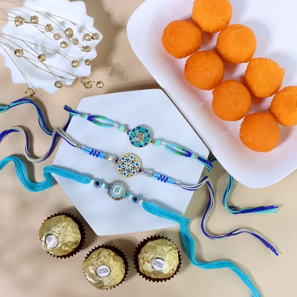 Statuesque Rakhi Set with Sweet & Chocolate - For Canada