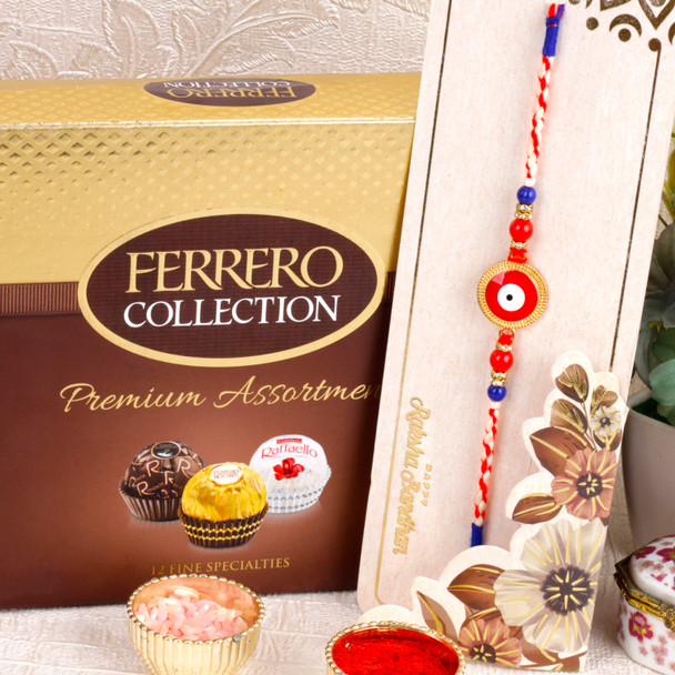 Evil Eye Rakhi with Ferrero Chocolate Collection- For Canada