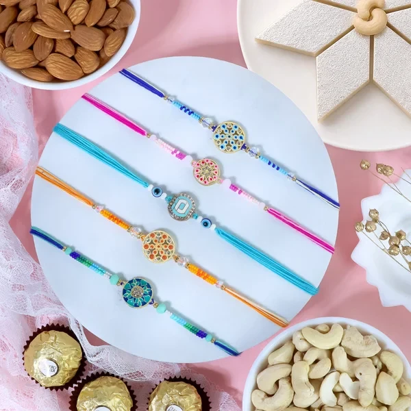 Floral Set of 5 Rakhi Gift Hamper - For Canada
