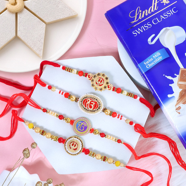Khanda & Ik Onakr Set of 4 Rakhi Gift Hamper - For Canada