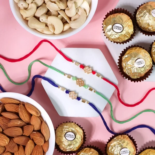 Sizzling Set of 3 Rakhi Gift Combo - For Canada