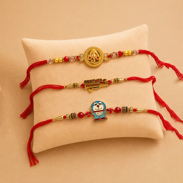 Traditional Ganesha Kids Rakhi Set for Brother - For INDIA