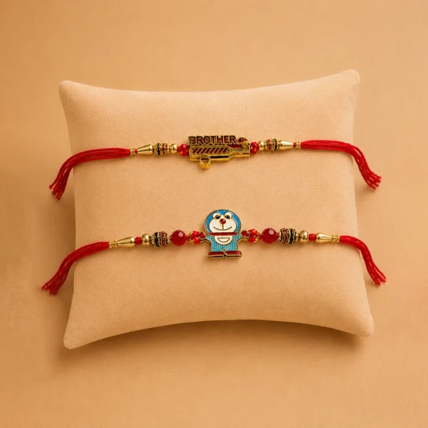 Doraemon Vintage Train Rakhi Set for Kids - For INDIA
