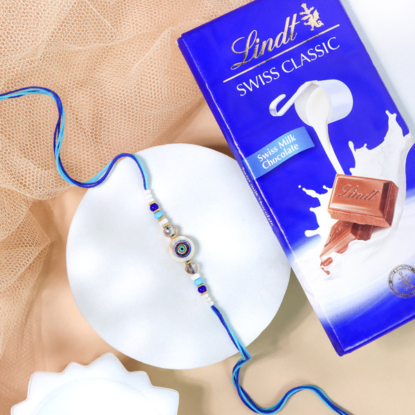 Evil Eye Rakhi with Lindt Chocolate - For UK