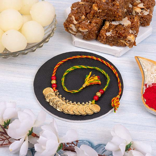 Designer Rakhi with Doda Barfi and Haldiram Rasgulla - For INDIA