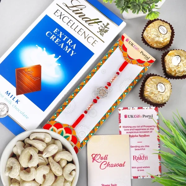 Premium A D Rakhi with Lindt Chocolate & Cashew - For Australia