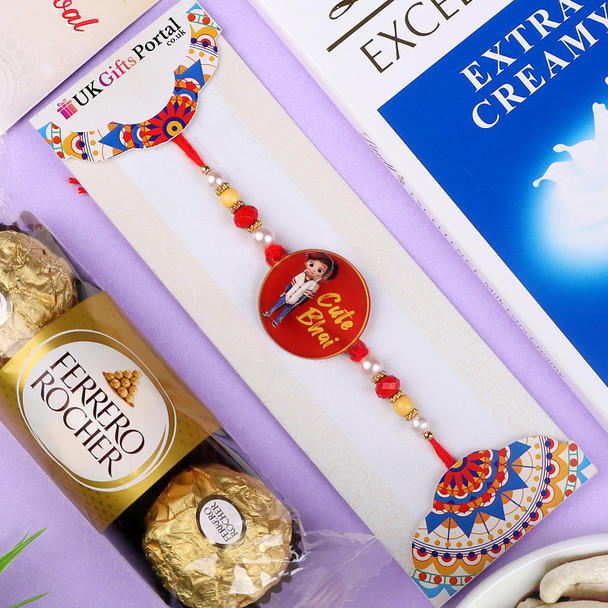 Chocolate-Dry Fruit Rakhi Gift Hamper for Kid's - For UK