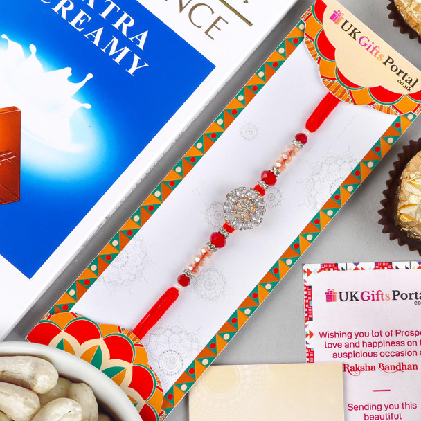 A D Designer Rakhi with Chocolate & Cashew - For USA