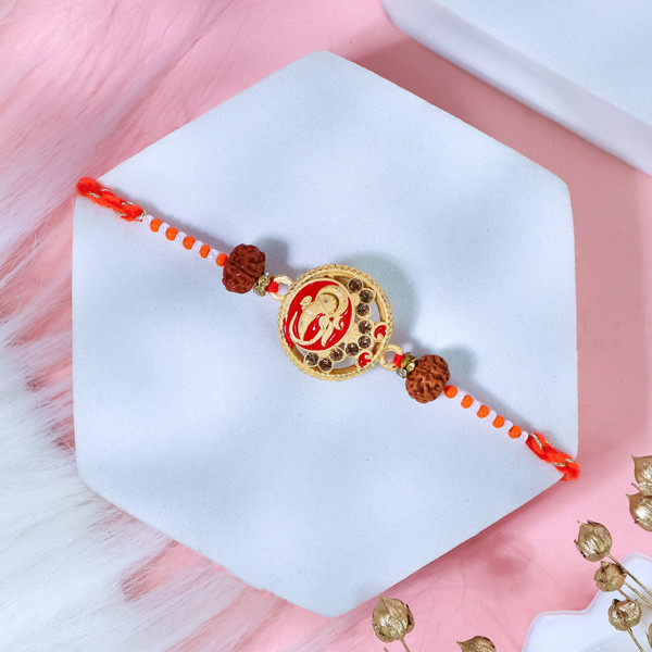 Ganesha Rakhi Set with Kaju Katli & Galaxy Bars - For Canada