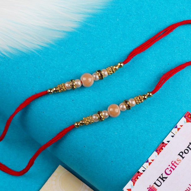 Ethnic Pearl Rakhi Set - For Canada