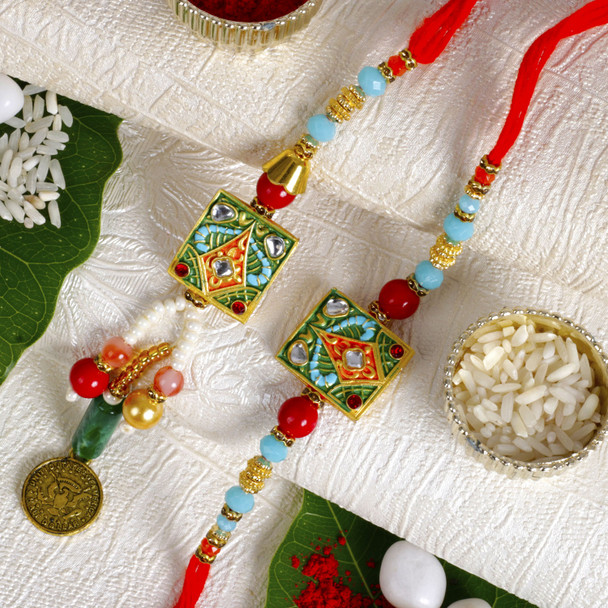 Splendid Bhaiya Bhabhi Rakhi with Chocolate - For UK