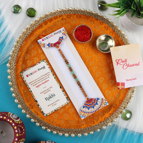 Traditional Beads Rakhi & Puja Thali - For USA