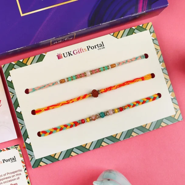 Charming Rakhi Set of 3 with Cadbury Box - For UK