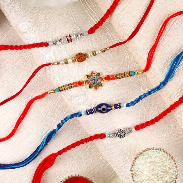 Pleasing Set of 5 Designer Rakhi - For UK