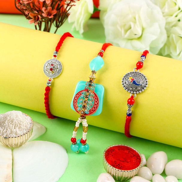 Traditional Designer Bhaiya Bhabhi Rakhi Set - For UK