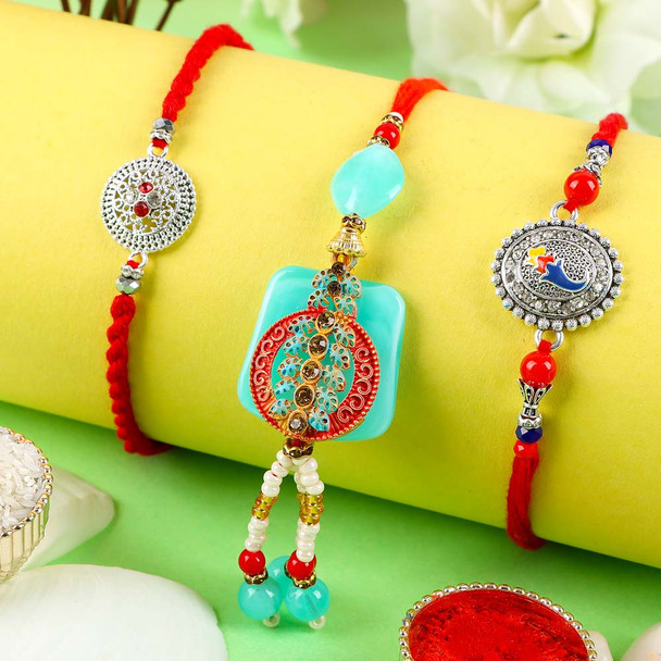 Traditional Designer Bhaiya Bhabhi Rakhi Set - For UK
