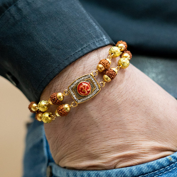 Om Rudraksha Designer Rakhi Bracelet - For INDIA
