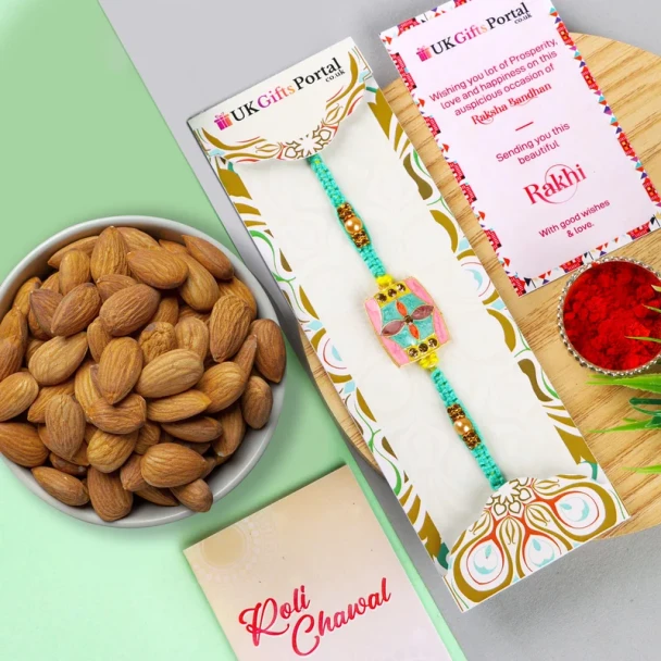 Floral Rakhi n Almond Treat - For UK
