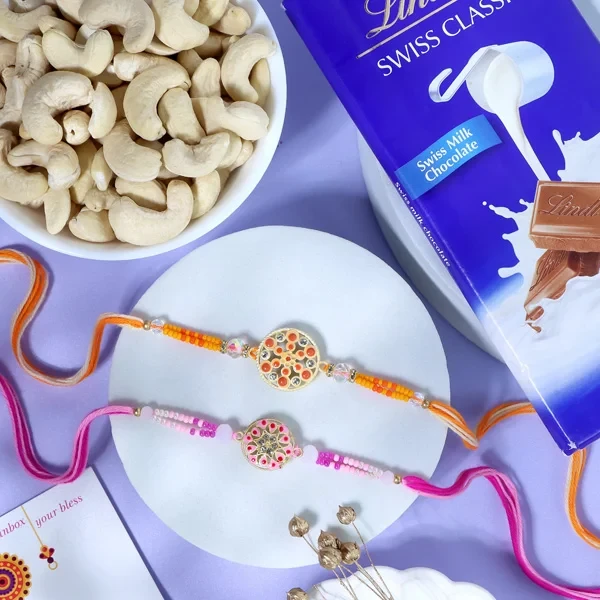 Magnificent Rakhi Set with Lindt & Cashew - For UK