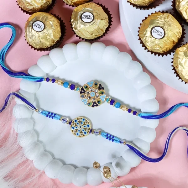 Dazzling Floral Rakhis with Ferrero Rocher - For UK