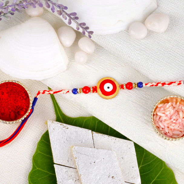 Premium Red Rakhi with Kaju Katli - For Singapore