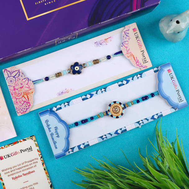 Set of 2 Designer Rakhi n Chocolate - For Singapore