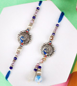 Blue Designer Bhaiya Bhabhi with Chocolate - For UK