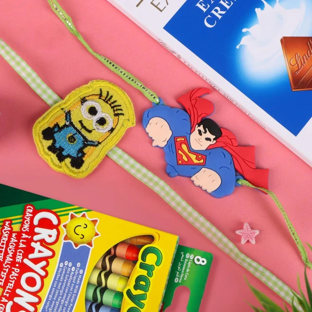 Kids Rakhi Set with Lindt & Crayola Atr Pack - For UK
