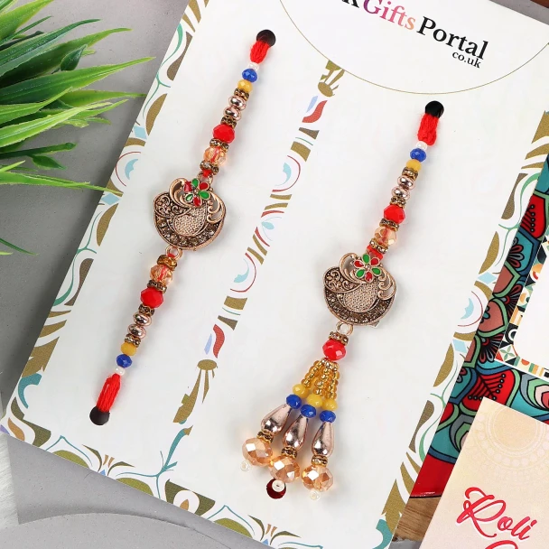 Designer Bhai Bhabhi Rakhi with Ferrero & Almond - For Canada
