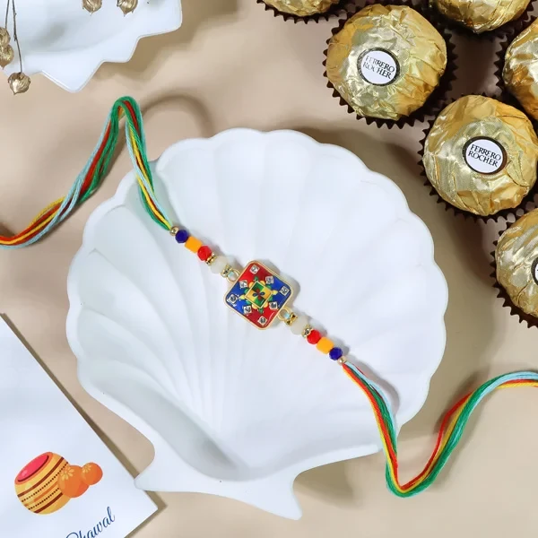 Beauteous Rakhi with Ferrero Chocolate - For UK