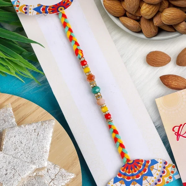 Beads Rakhi with Kaju Katli & Almond - For Australia