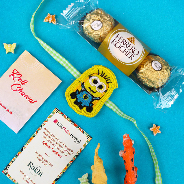 Minion Rakhi with Ferrero Rocher Chocolate- For Australia
