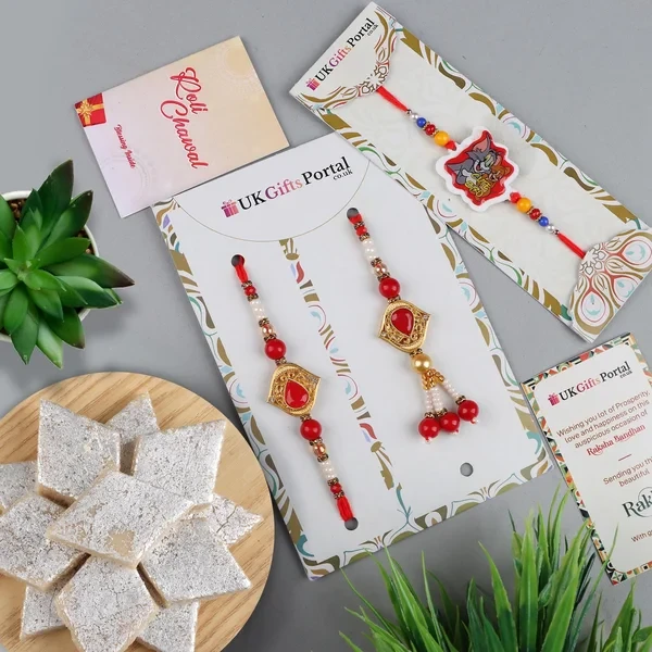 Bhaiya Bhabhi n Kids Rakhi n Kaju Katli Sweet - For Australia