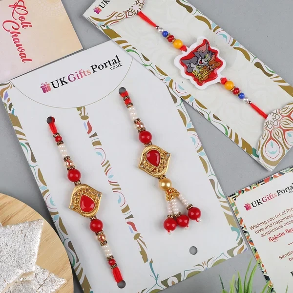 Bhaiya Bhabhi n Kids Rakhi n Kaju Katli Sweet - For Australia